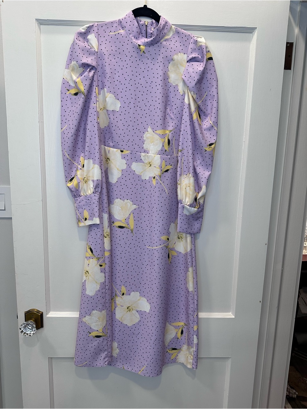 Closet London Lavender Floral Long-Sleeve Dress US 6